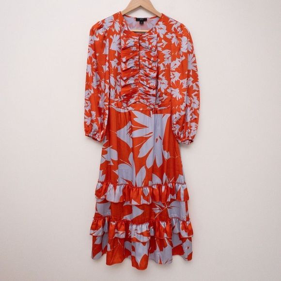 J. Crew Toro Tiered Ruffle Midi Dress Size 4 - Picture 2 of 10